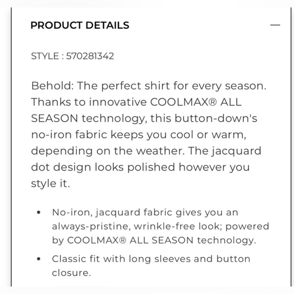 Chicos Coolmax All Season No Iron Sand Jacquard Dot Striped Button Up Sh… - Picture 11 of 13